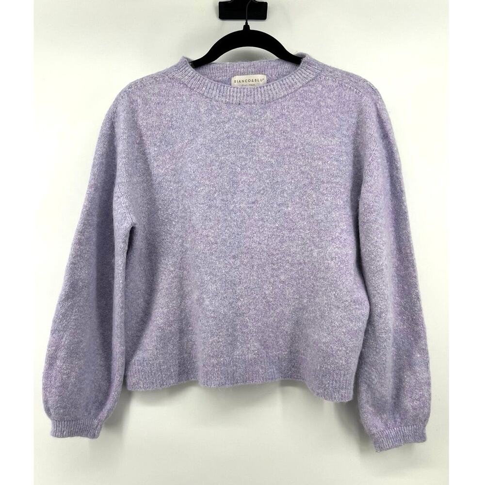 Bianco & Blu Purple Soft Knit Wool Blend Sweater Size M Made in Italy